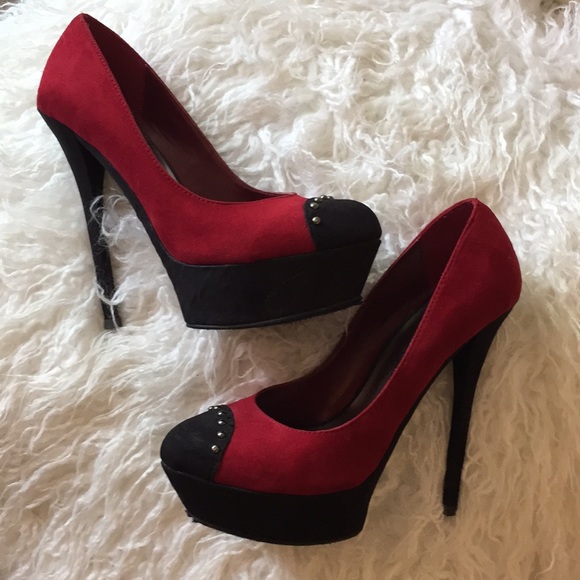Penny Loves Kenny Red Black Stilettos 
